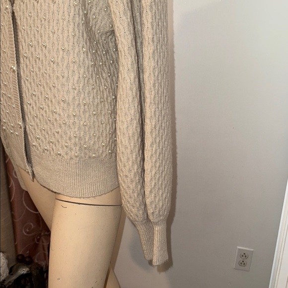 Women's Beige Cardigan Sweater - Picture 4 of 8